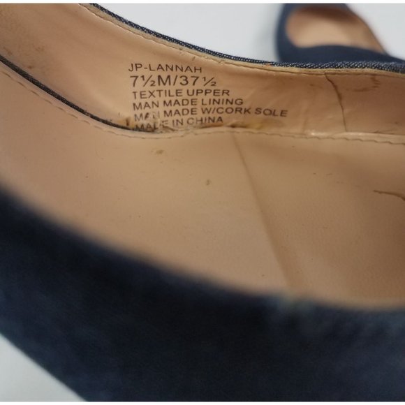 Jessica Simpson Women's Sz. 7.5  Lannah Chambray Floral Embroidered Block Heels - Picture 5 of 8